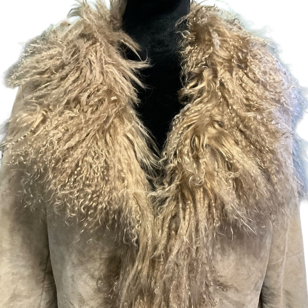 VNTG XOXO Brand 90s Penny Lane Genuine Suede Leather and Fur Coat - Picture 4 of 15